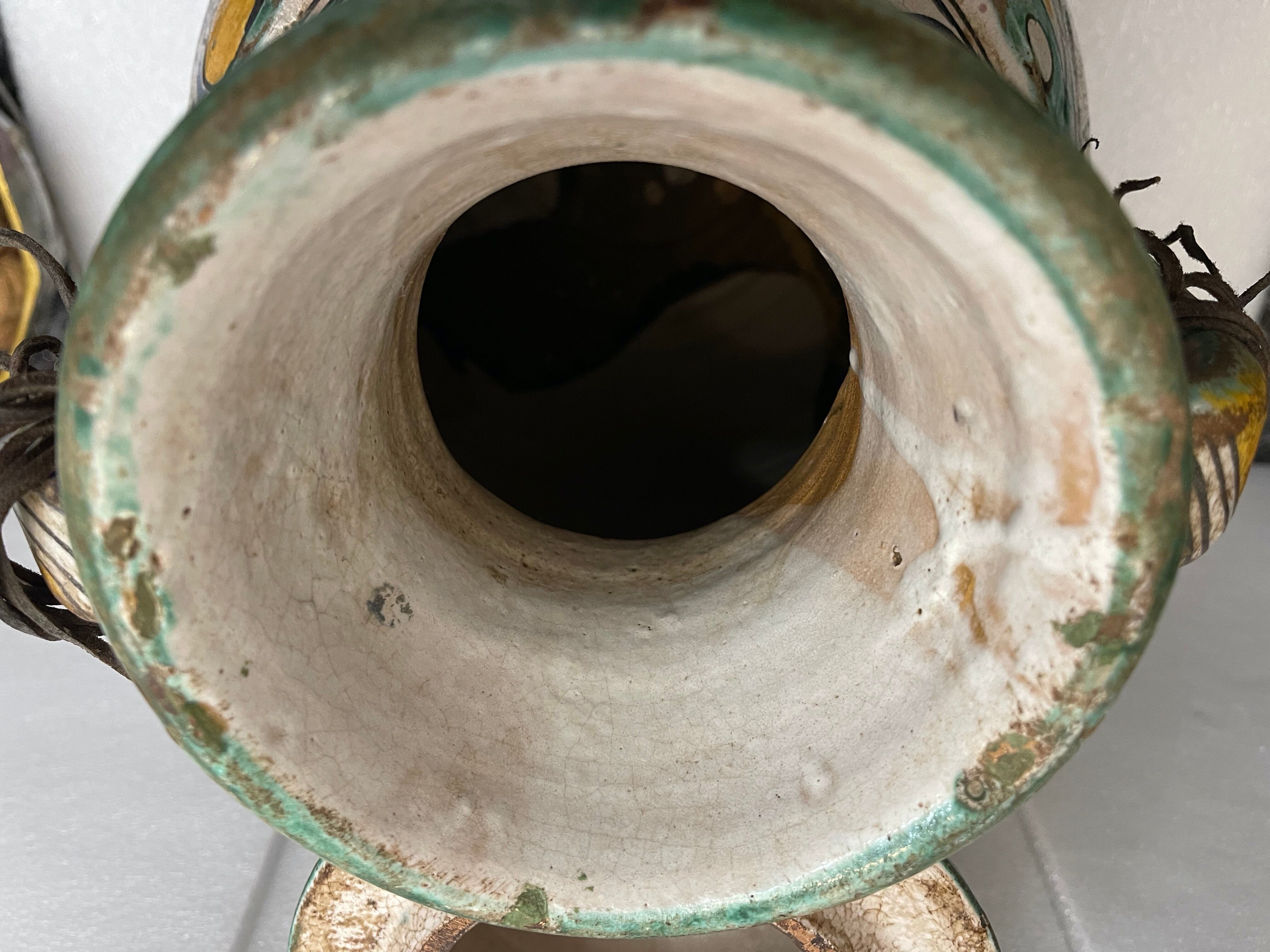 Berrada covered 62 cm amphora in faience of fez morocco