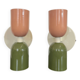 Pair of double lighting wall lights