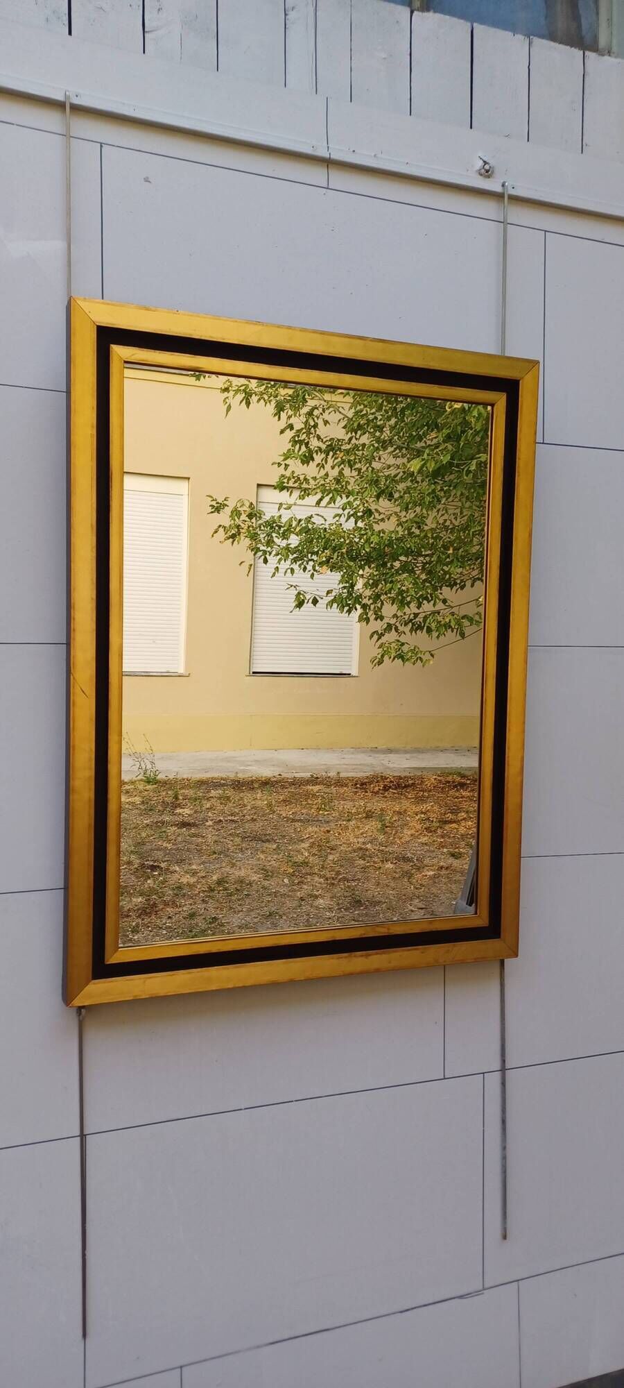 Black and gold art deco contemporary mirror - 81.5cm x 61.5cm