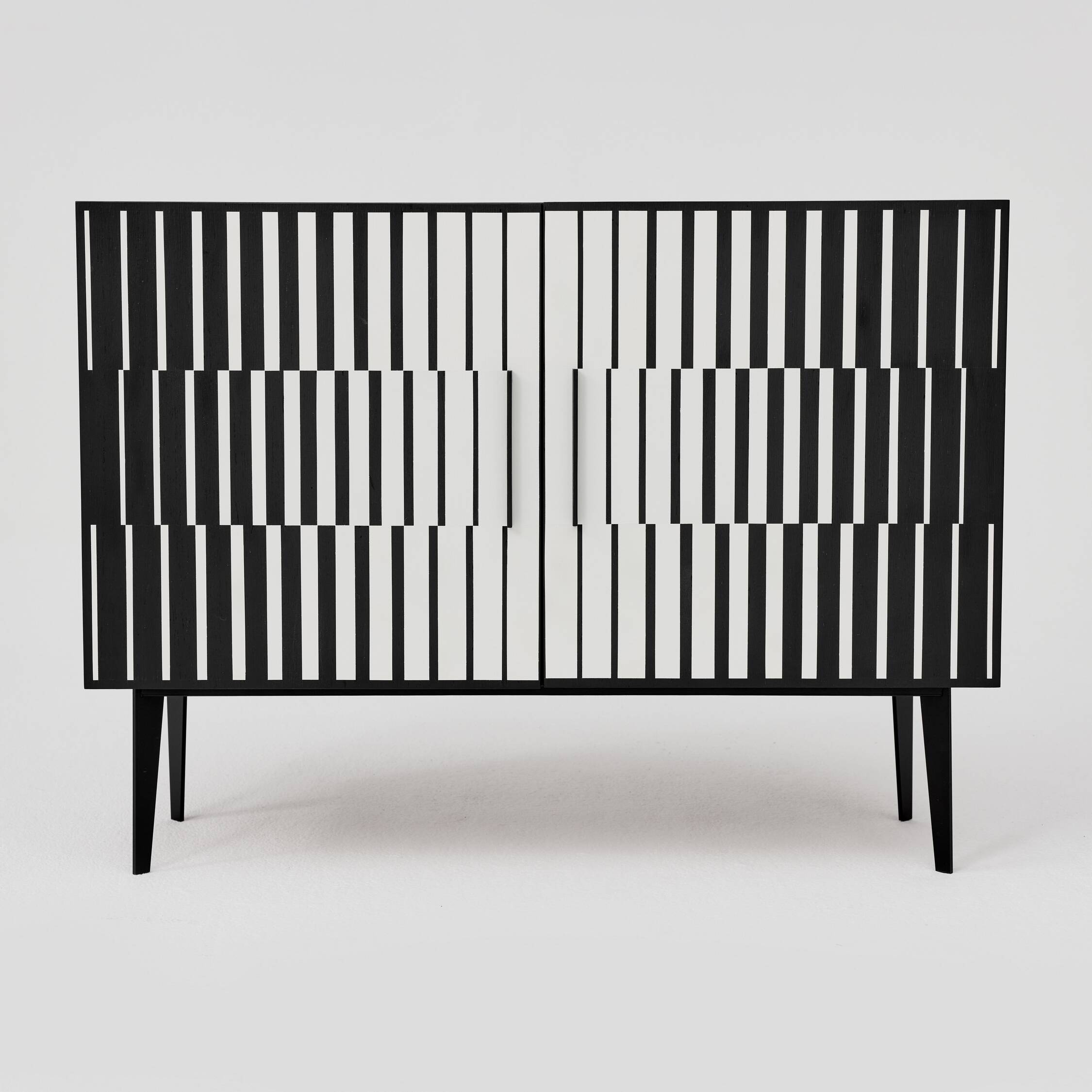 Vintage Sideboard with Hand-Painted Op-Art Pattern, 1970s.