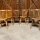 Series lot of 8 chairs bistrot Baumann modele menuet light wood dark wood