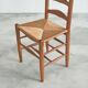 6 solid oak and woven bamboo chairs, mid-century, 1950s