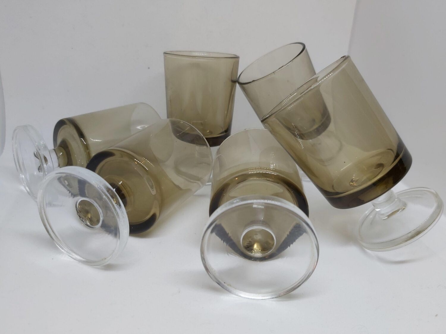 Smoked brown digestive glasses from the 70s