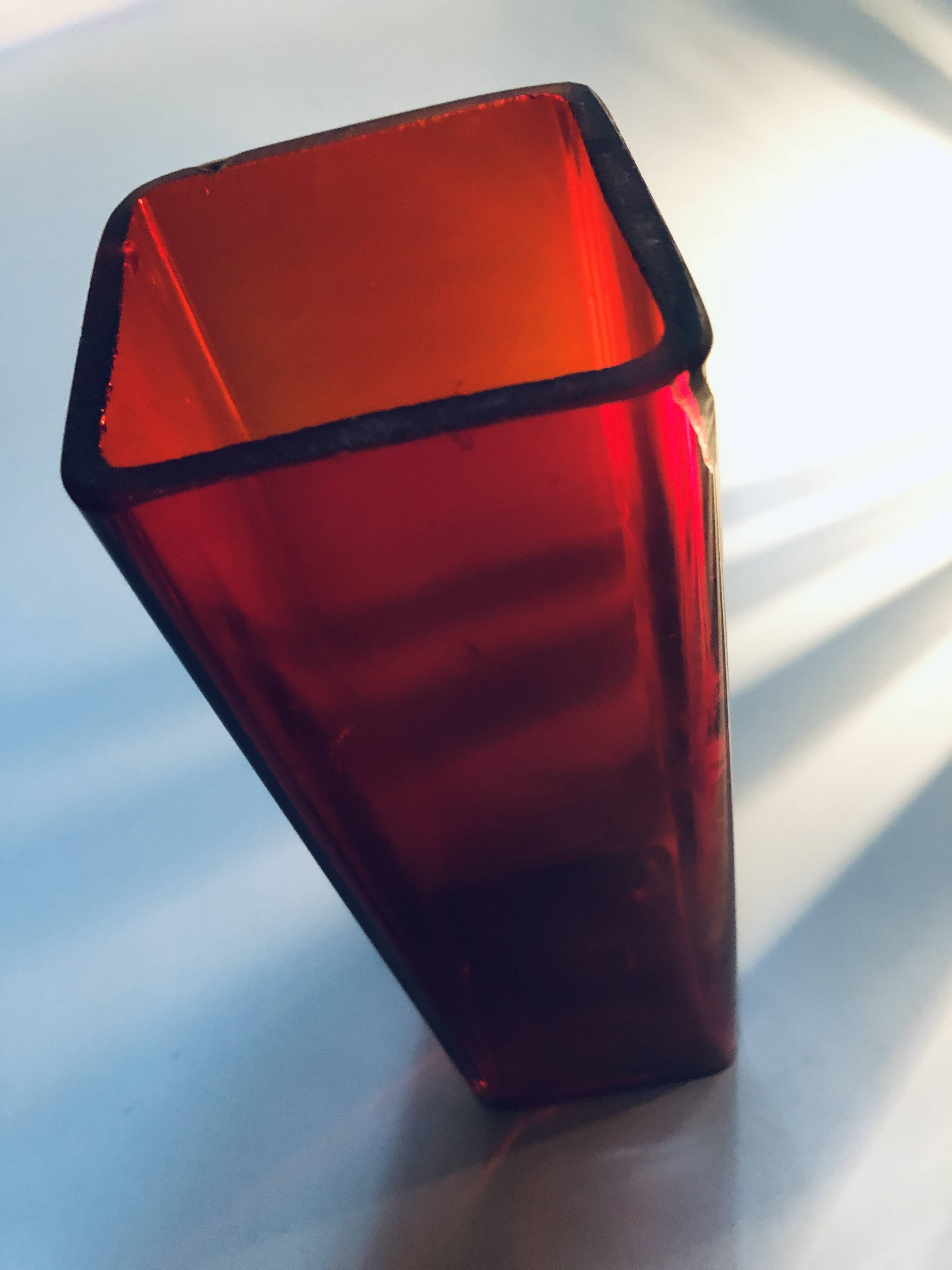 Vintage vase • red glass • 1970's