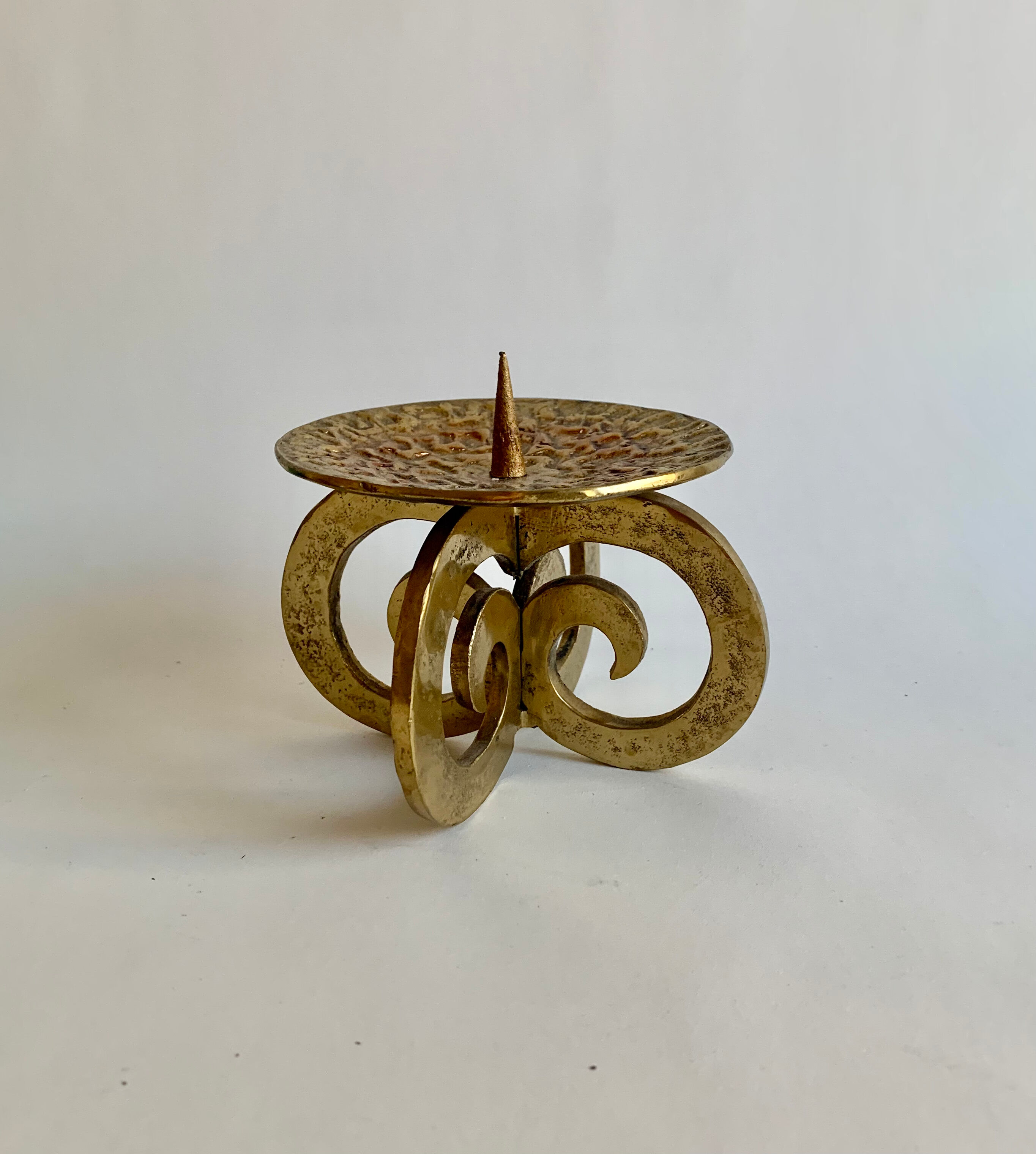 Brutalist bronze candleholder, 1970s