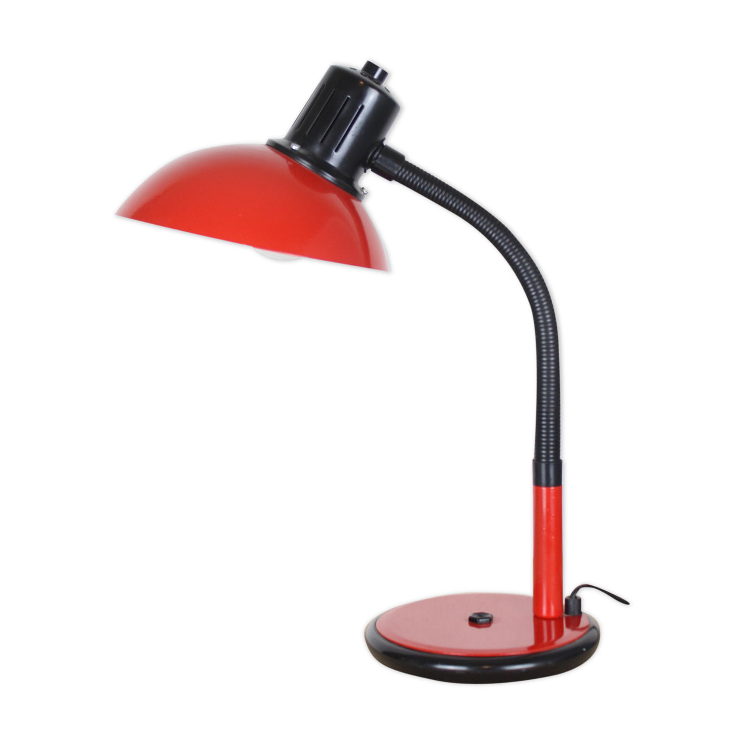 Vintage red metal Aluminor desk lamp