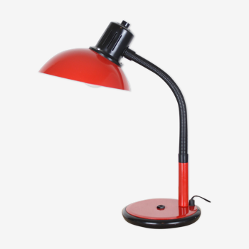 Lampe de bureau Aluminor en métal rouge vintage