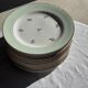 Set of 15 vintage turquoise dinner plates with gold trim and pink flowers D23.