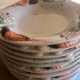 Lobster fish crustacean service in barbotine ceramic