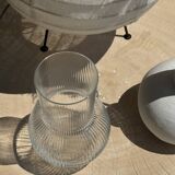Ribbed glass ball vase