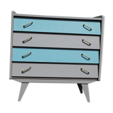 Commode vintage bleu rénovée