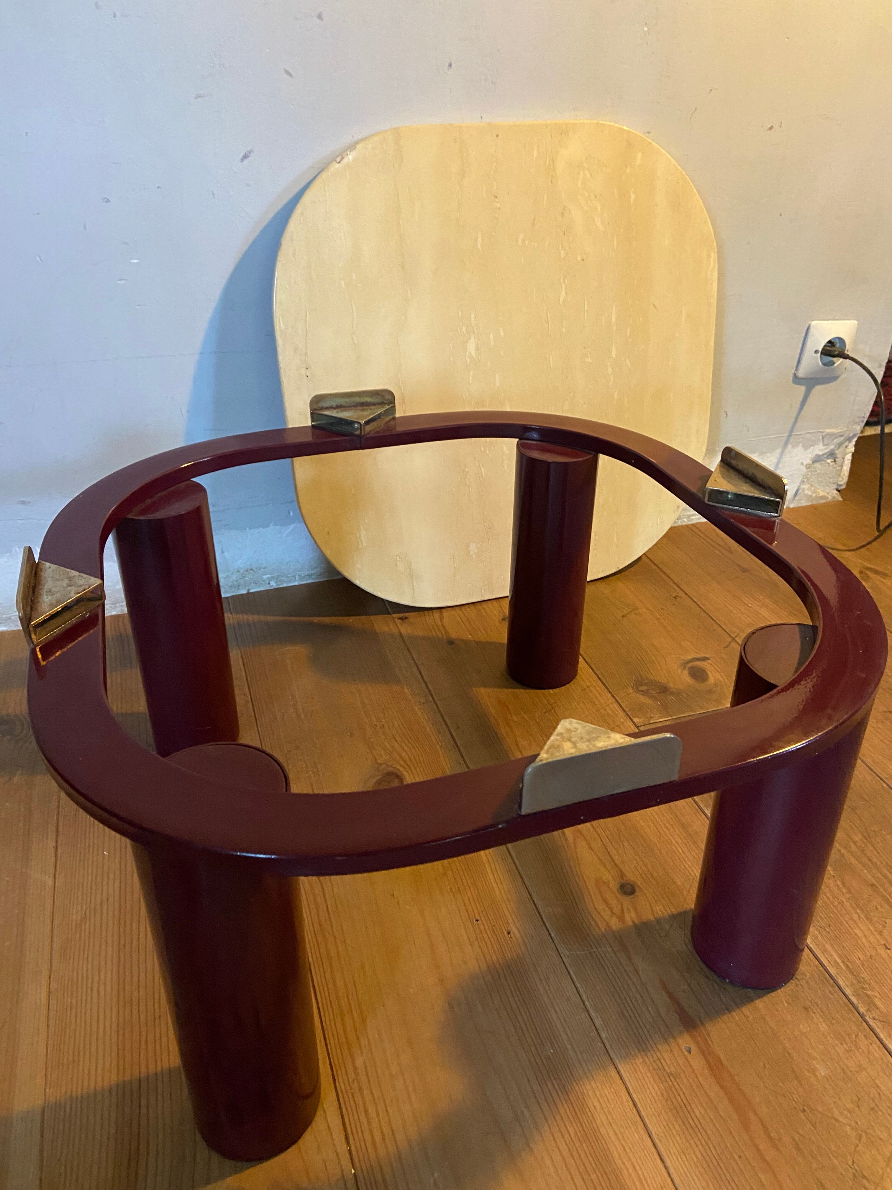 Roche Bobois travertine and metal coffee table from the 80s