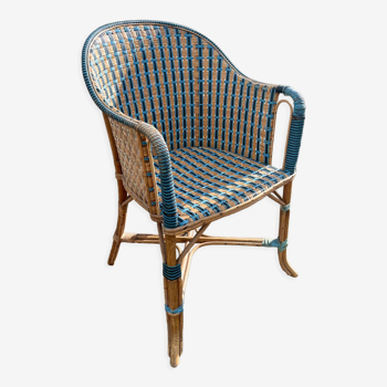 Fauteuil en osier et rotin tressé vintage 1930