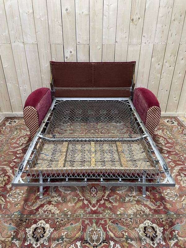 Art Deco club sofa that converts into a bed