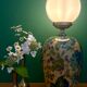 Vintage table lamp with floral decorations and white opaline.