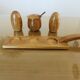 Scandinavian server, salt, pepper, mustard in teak 1960-70