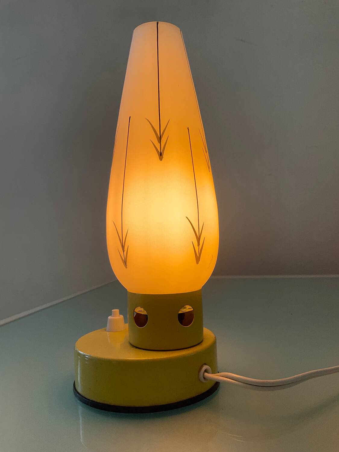 Vintage opaline and metal lamp from the 50s-60s