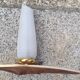 Pair of Scandinavian wall lights, teak, brass and opaline, vintage, 60s
