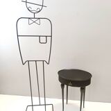 Table d'appoint, table de chevet ovale en hêtre noir ébénisé, Italie