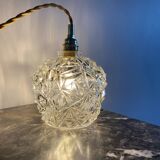 Vintage globe lamp in transparent molded glass