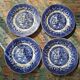 4 flat plates "blue willow"
