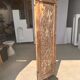 Rectangular Indonesian construction element with blue and yellow plant in carved wood