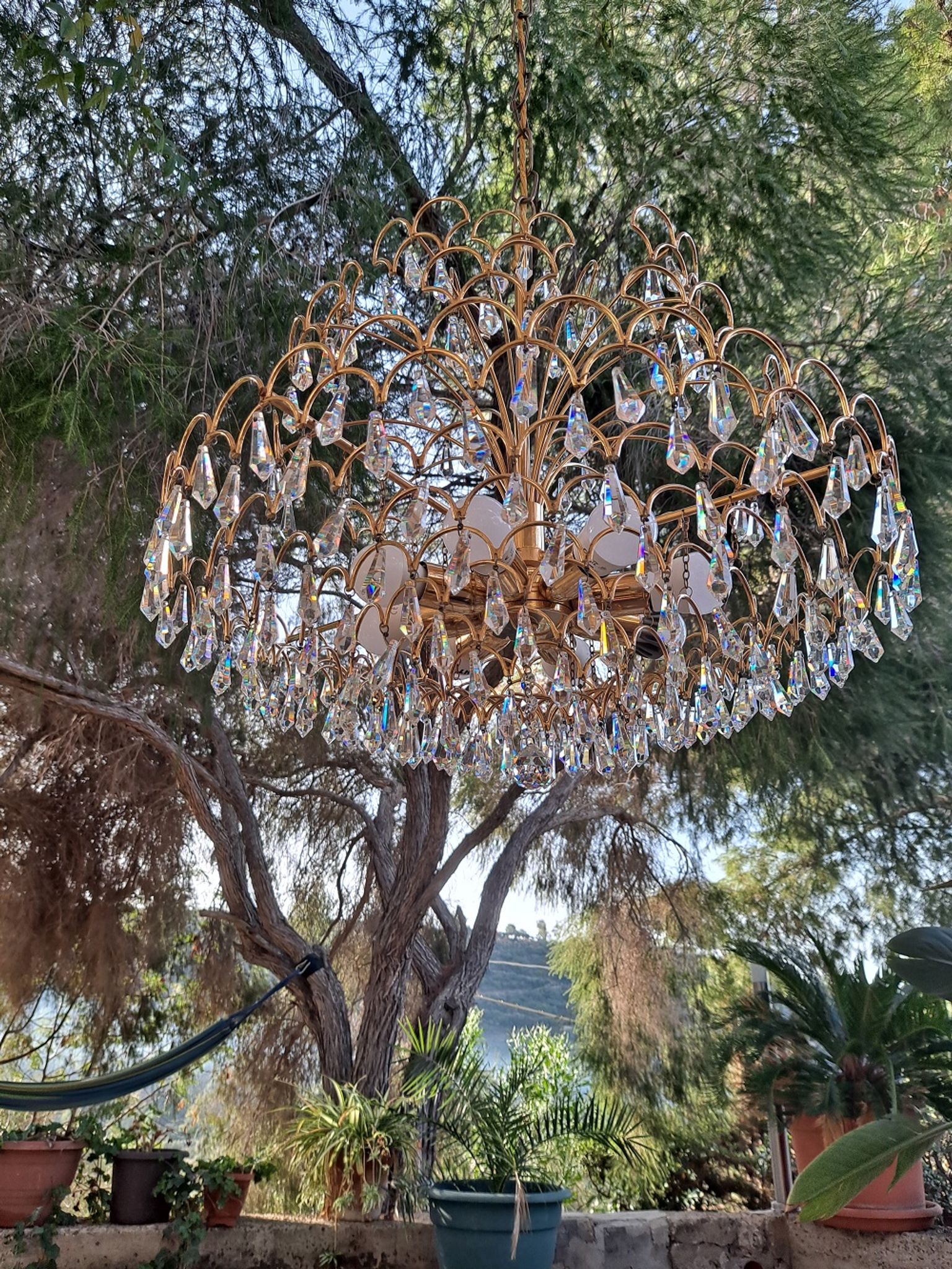 Lustre en cristal italien vintage 8 lumières
