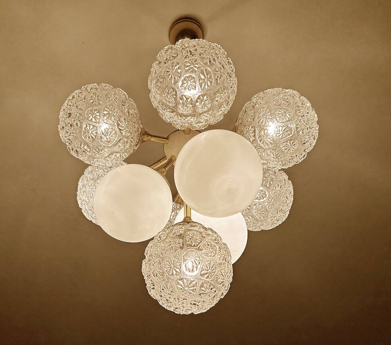 Large  Vintage Glass Pendant Light, 1960s