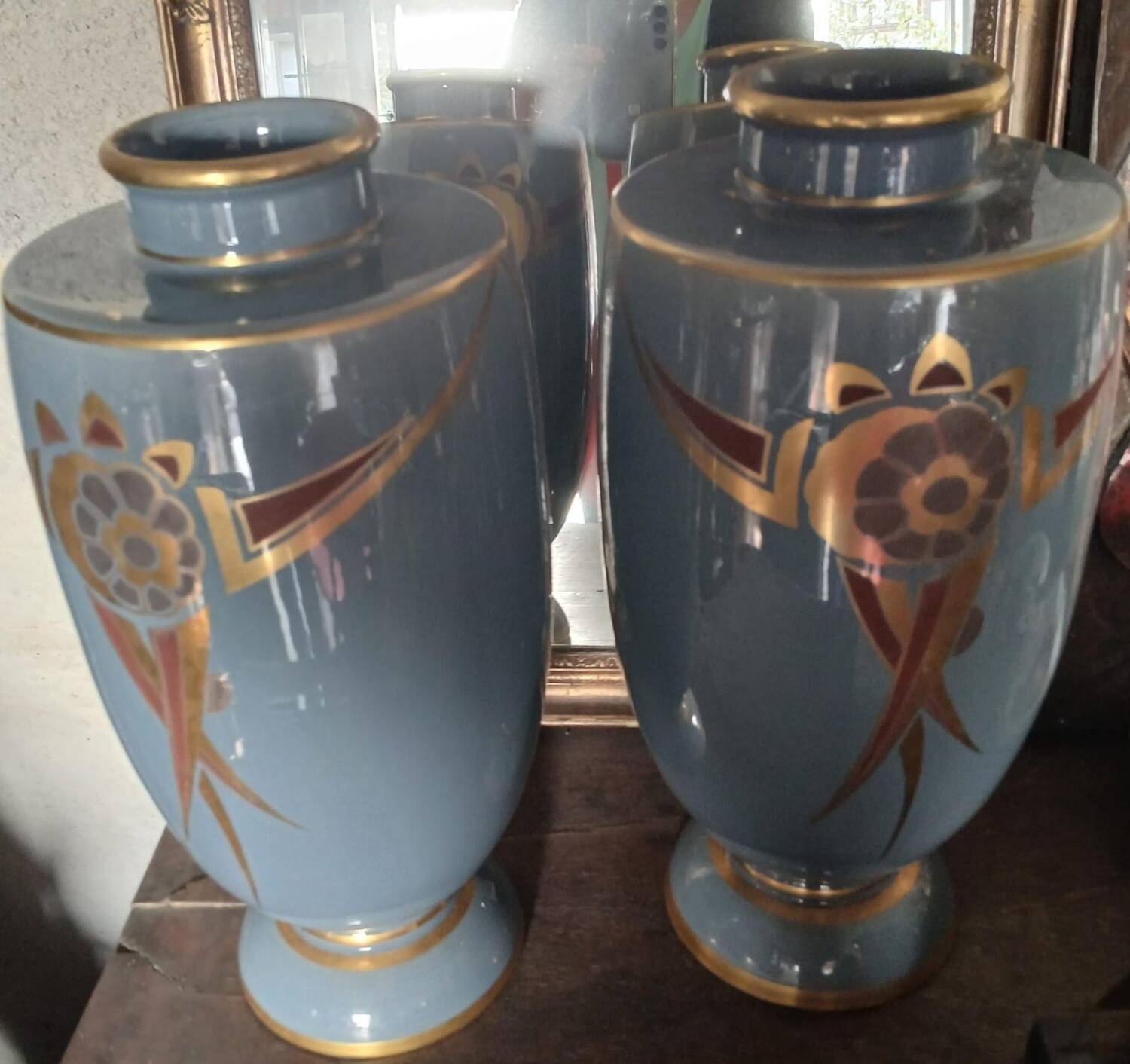 Pair of large Art Deco vases