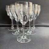 6 wine glasses - Art Deco - 1/2 blown and cut crystal