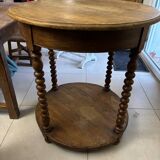 Round turned wood side table