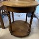 Round turned wooden side table