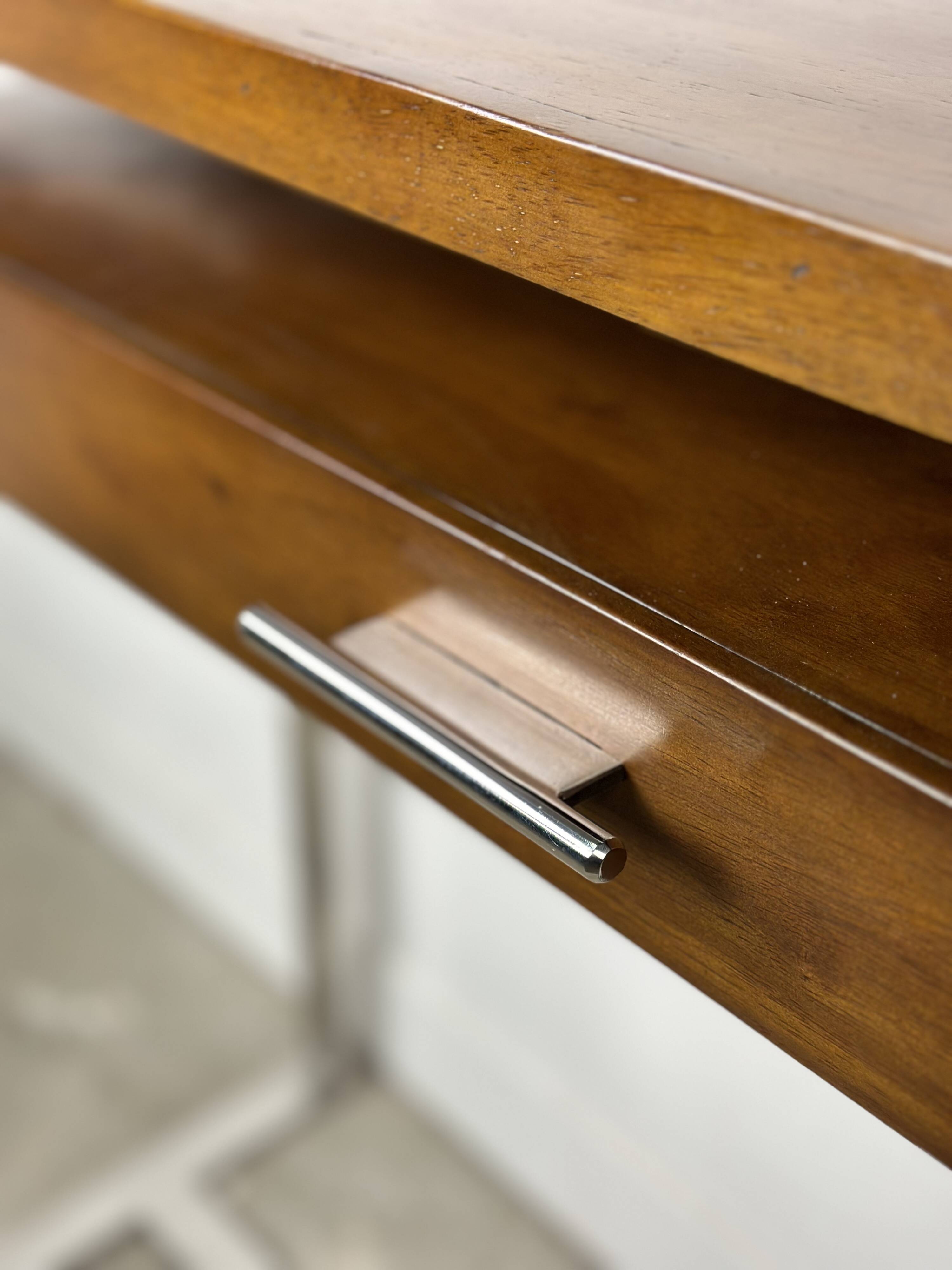 Console de style Art déco en bois et métal chromé