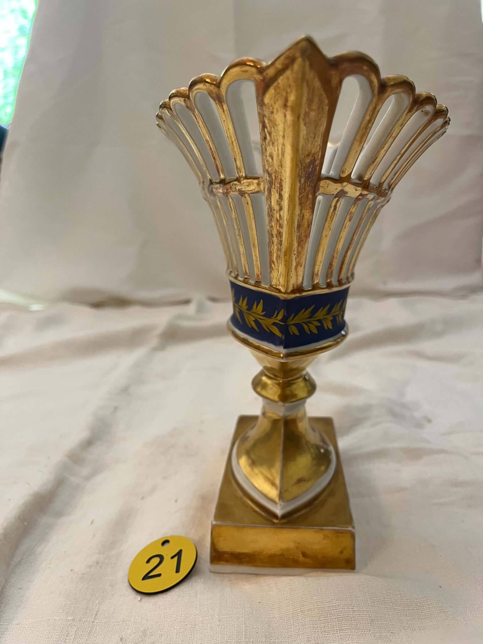 Antique Empire-style porcelain basket