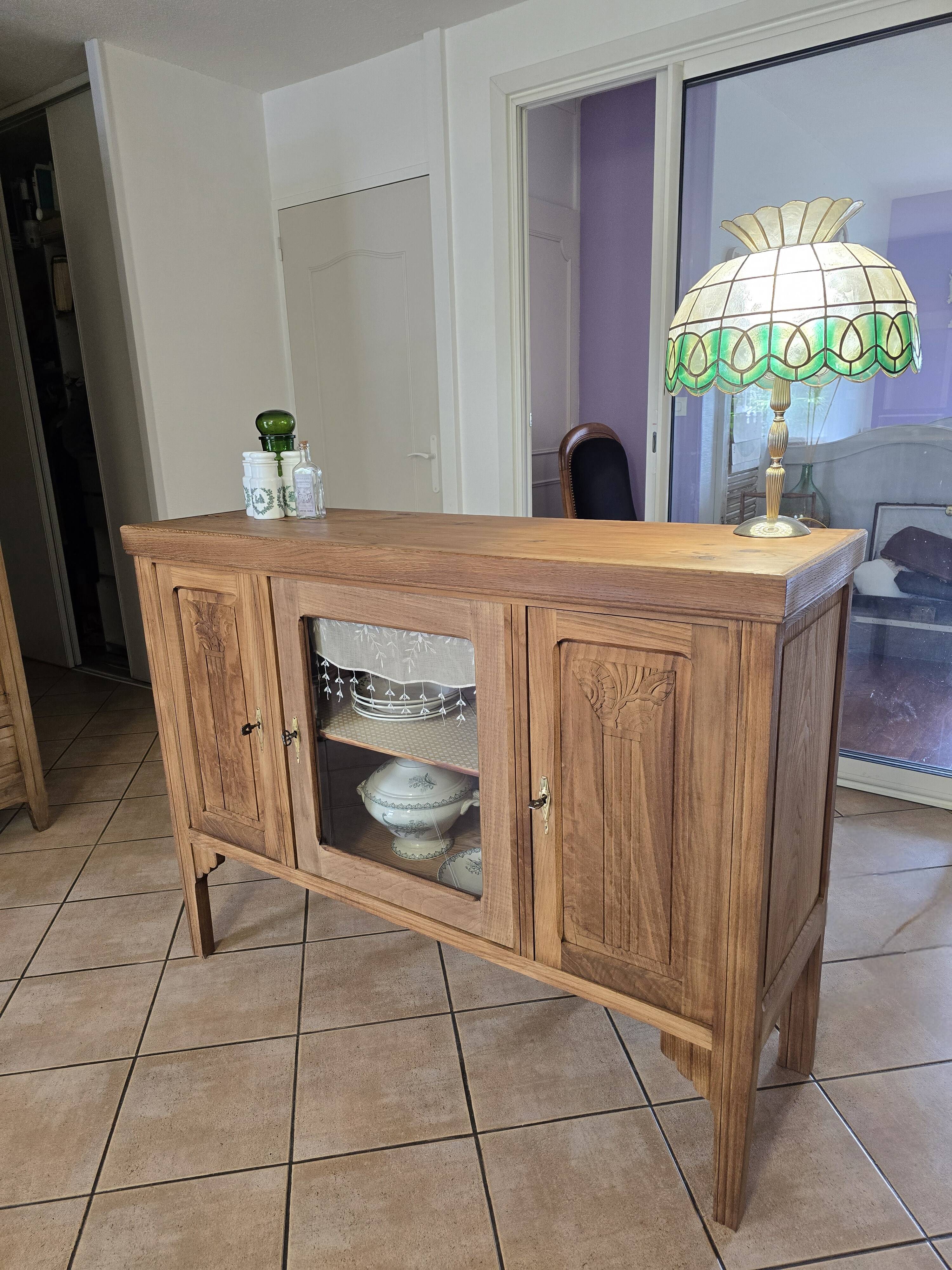 Buffet bas Art déco restauré bois brut