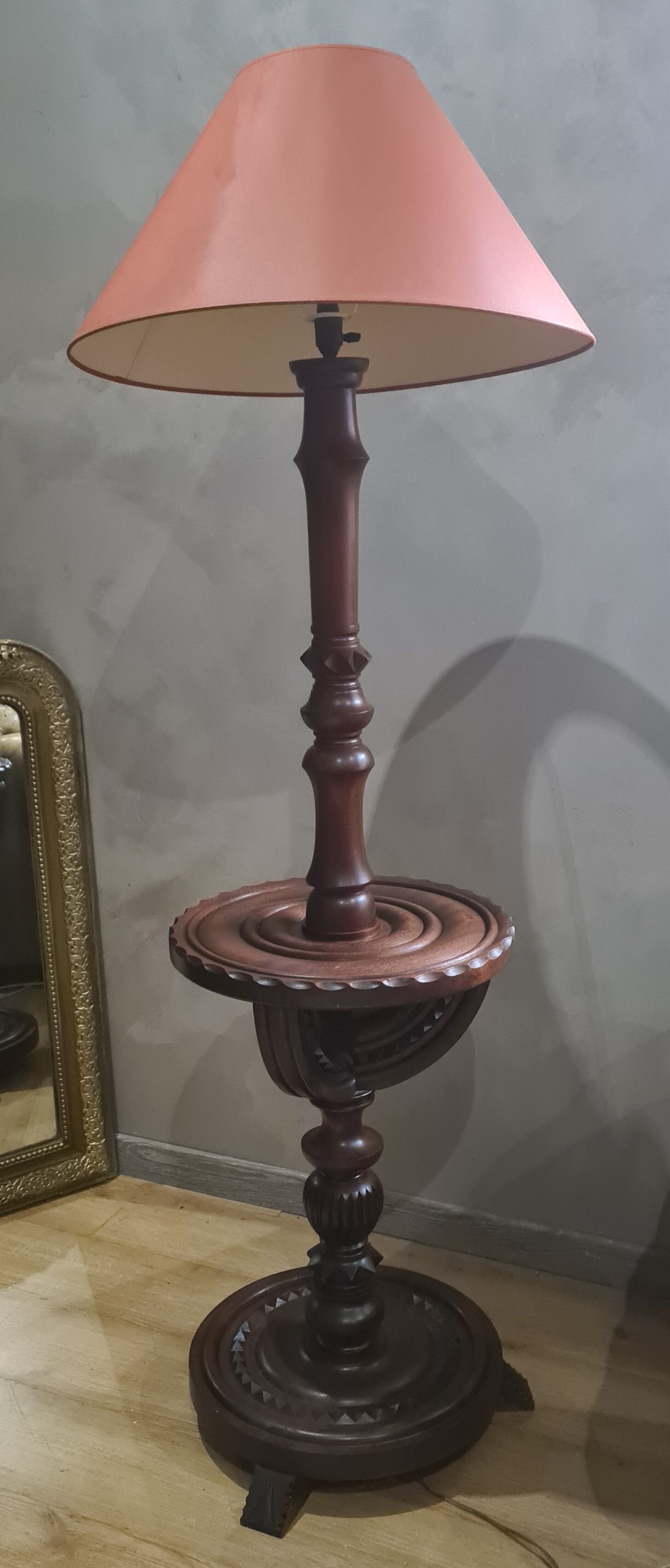 Solid wood floor lamp 1930