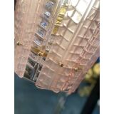 Lantern in Pink Transparent and Sanded Murano Glass in Barovier E Toso Style