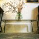 Vintage chrome metal coffee table and smoked glass tray, 70s