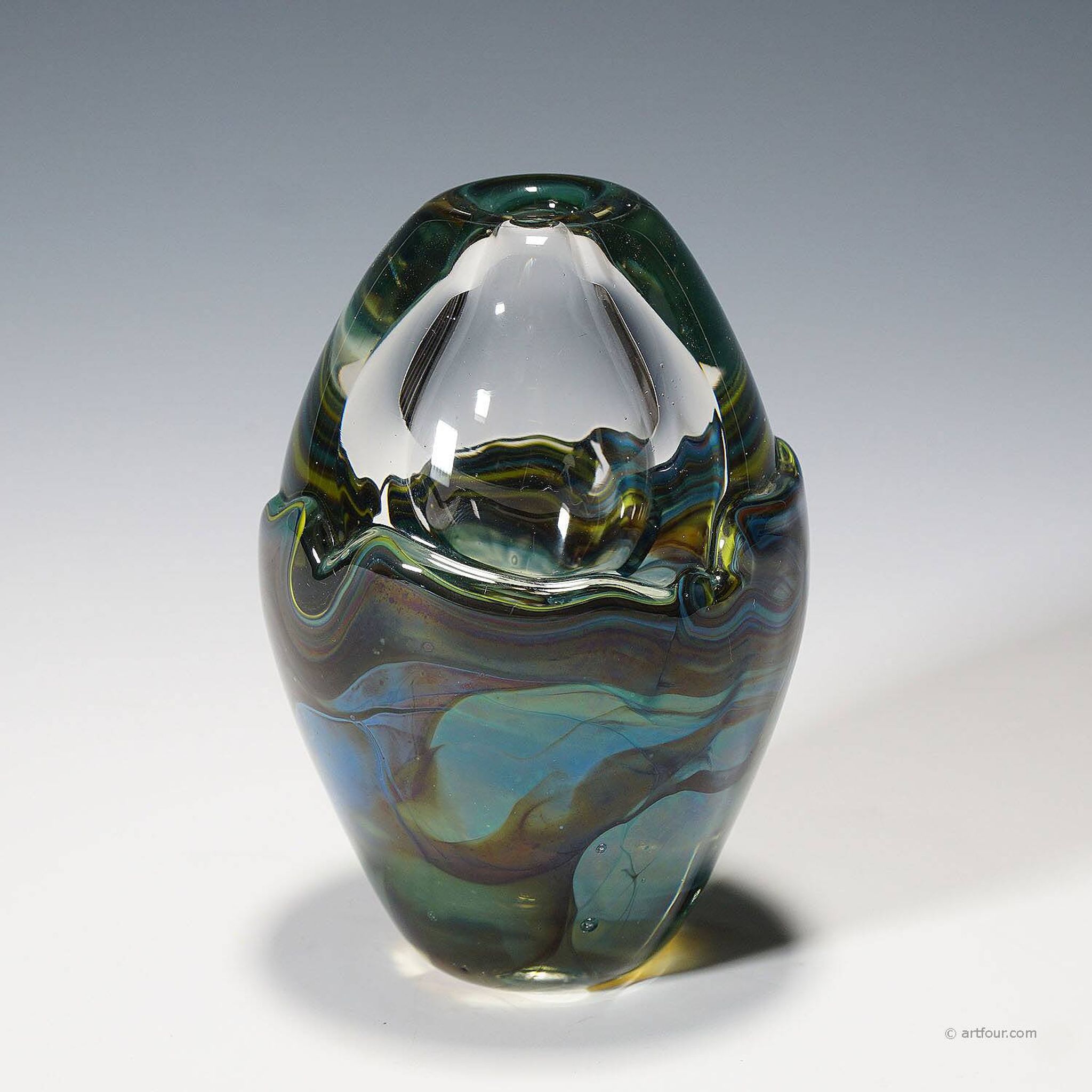 Vase en verre de studio conçu par l'artiste allemand Udo Edelmann, 1988