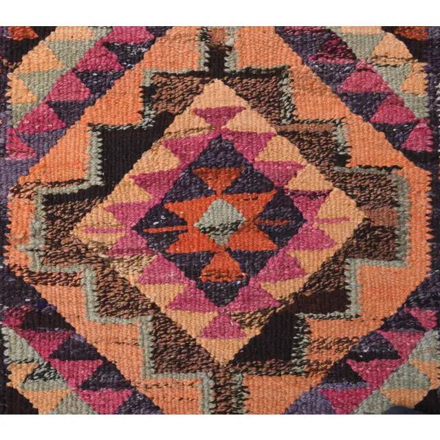 1970s Vintage Turkish Hand-Knotted Wool Cotton Orange Runner Rug 100x322