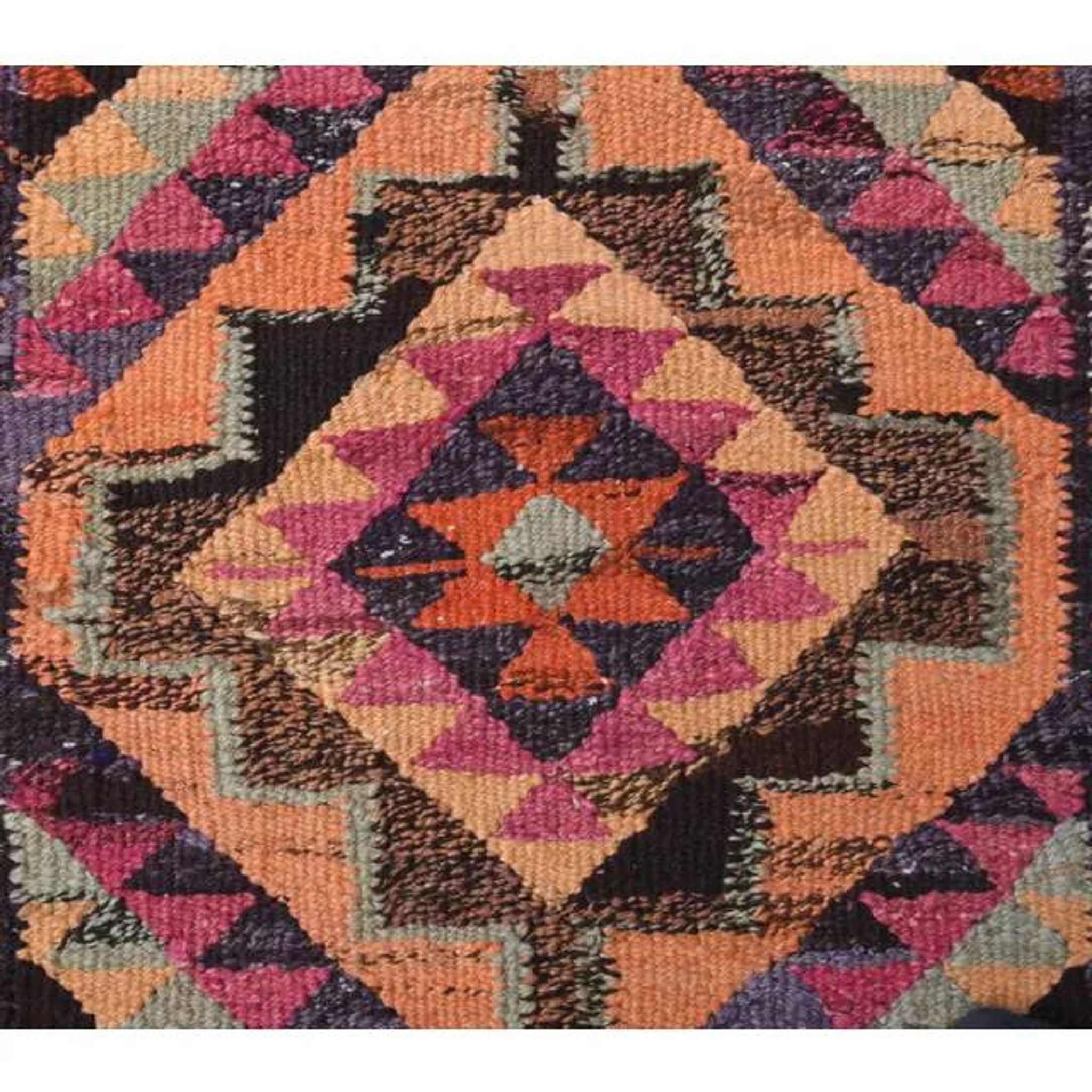 1970s Vintage Turkish Hand-Knotted Wool Cotton Orange Runner Rug 100x322