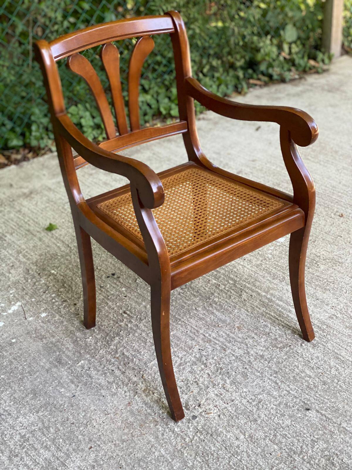 Regency office chair in solid wood and Louis Philippe canework