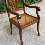 Regency office chair in solid wood and Louis Philippe canework