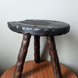 Tripod stool, horseshoe, rustic brutalist decoration.