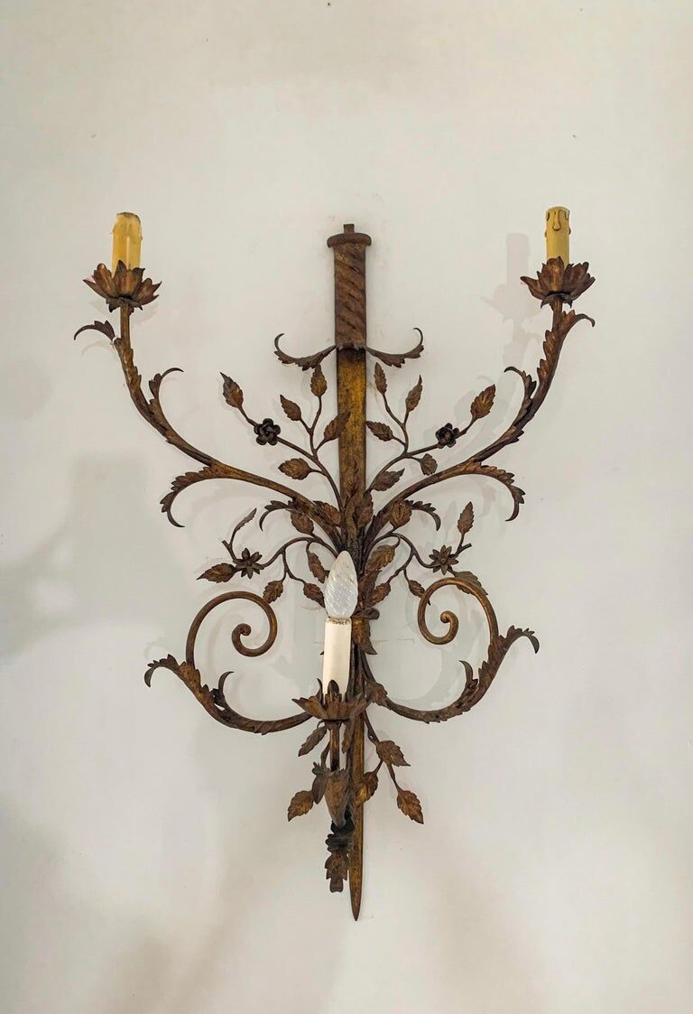 Wall lamp, sword, in the style of the baguès house, circa 1950