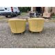 Paire de fauteuils simili cuir marron clair vintage