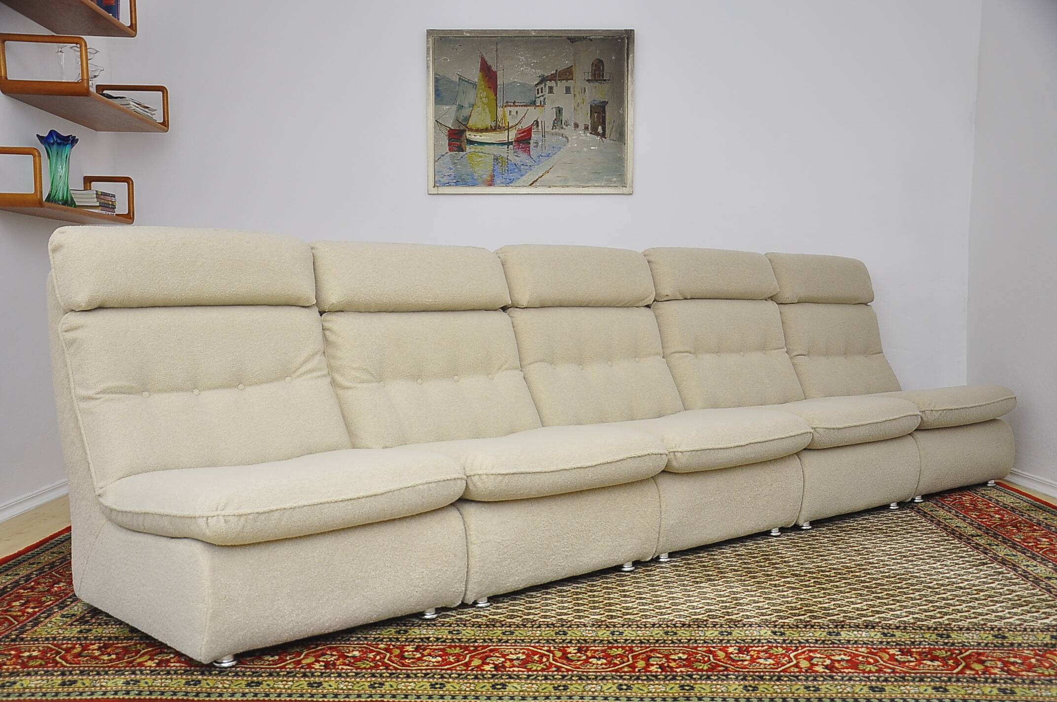 Canapé modulable boucle beige, 1970