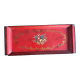 Antique metal tray with painted flowers