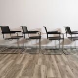 Mid-century chromed leather chairs