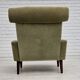 Années 1970, fauteuil danois, état d'origine, meuble velours, tissu de laine tissé, bois de teck.
